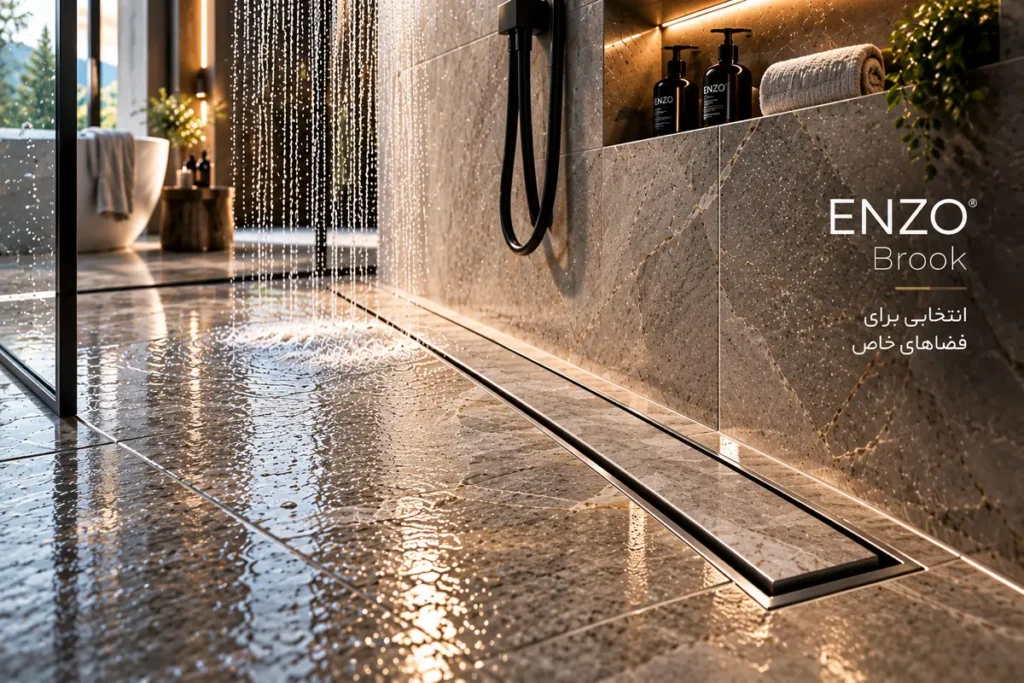 کفشور خطی سرامیک خور BROOK از ENZO در حمام مدرن